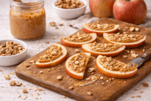 Apfelscheiben mit Nussbutter