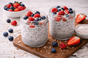 Chiapudding mit Kokosmilch & Beeren