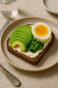 Vollkornbrot mit Frischkäse, Ei & Avocado