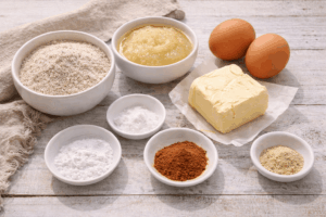 Die Zutaten für zuckerfreien Apfelkuchen