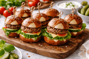 Laugenburger mit Mini-Frikadellen