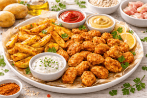 Selbstgemachte Pommes + Hähnchennuggets