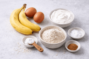Zutaten für zuckerfreie Waffeln mit Banane