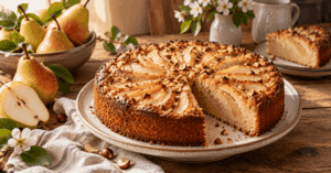 Birnenkuchen ohne Zucker, außen goldbraun, innen unglaublich saftig